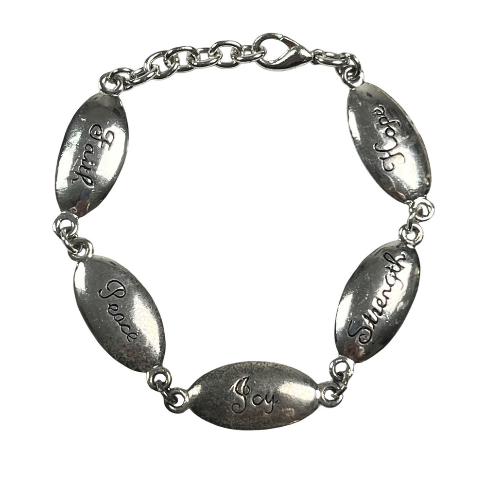 Inspired Expressions Reversible Silver Tone Inspirational Charm Link Bracelet 8"